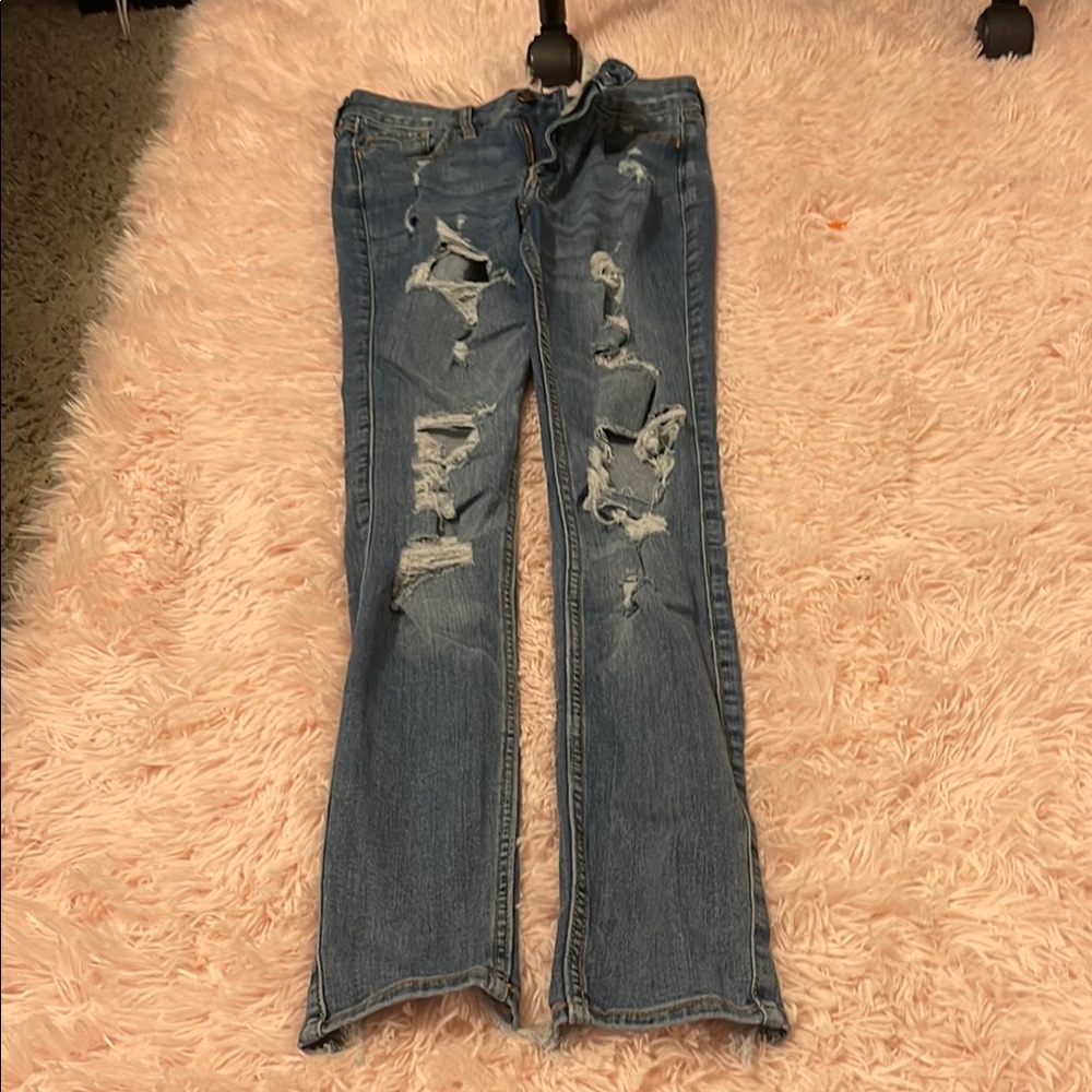 Hollister Blue Skinny Jeans Distressed Denim